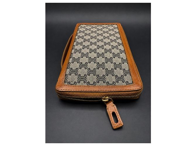 Céline Celine Triomphe zipped wallet in coated canvas and leather Brown Monogram - view 15