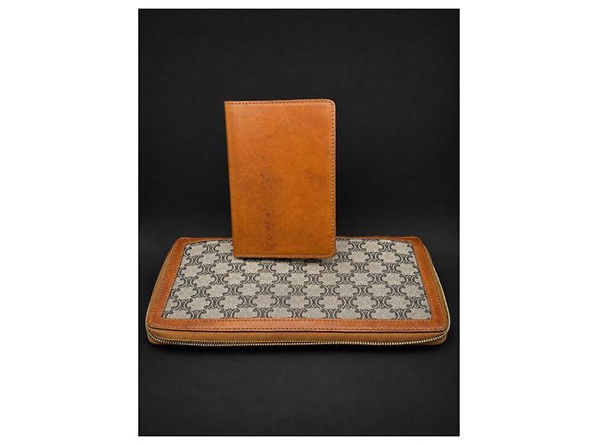 Céline Celine Triomphe zipped wallet in coated canvas and leather Brown Monogram - view 7
