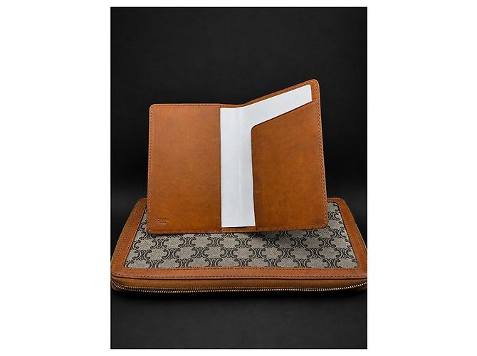 Céline Celine Triomphe zipped wallet in coated canvas and leather Brown Monogram - view 8