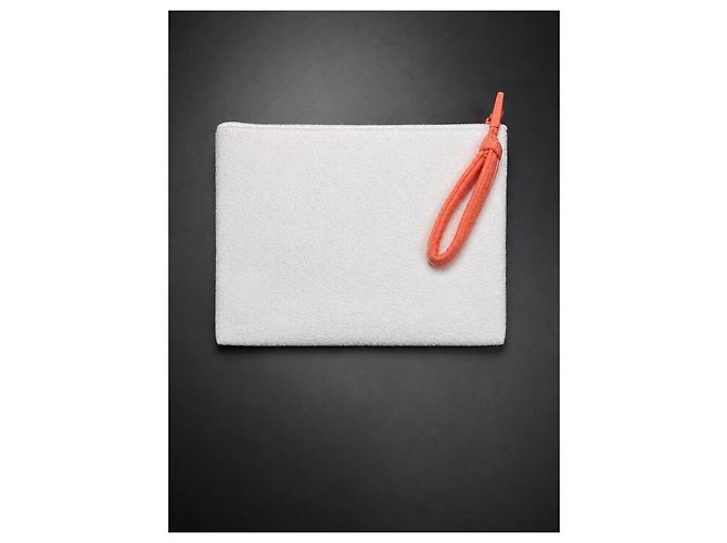 Pochette Christian Dior in spugna bianca e rossa Bianco Rosso - vista 3