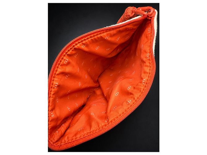 Pochette Christian Dior in spugna bianca e rossa Bianco Rosso - vista 6