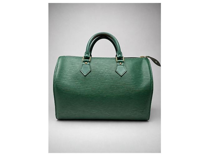 Louis Vuitton Borsa Speedy 30 in pelle Epi verde - vista 8