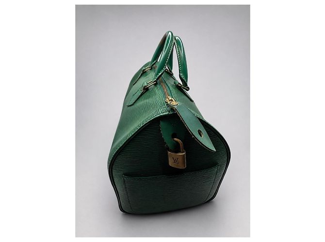 Louis Vuitton Borsa Speedy 30 in pelle Epi verde - vista 9