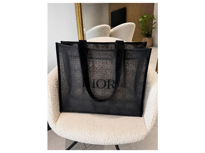 Dior Cannage Borsa Tote in Velluto Nero - vista 4