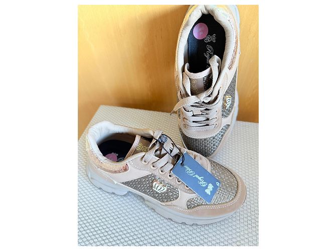 Autre Marque Royal Blue Sneakers Beige e Oro D'oro - vista 10