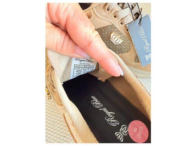 Autre Marque Royal Blue Sneakers Beige e Oro D'oro - vista 11