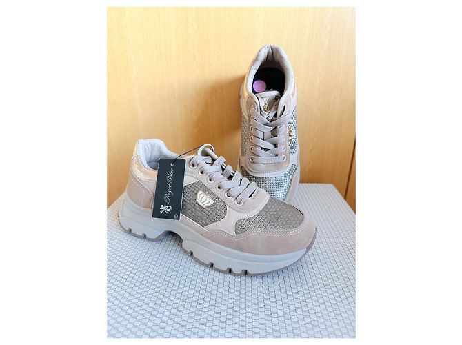 Autre Marque Royal Blue Sneakers Beige e Oro D'oro - vista 2
