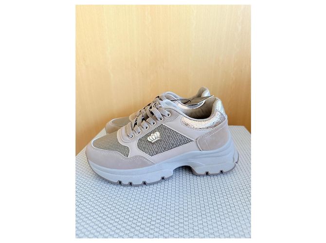 Autre Marque Royal Blue Sneakers Beige e Oro D'oro - vista 4