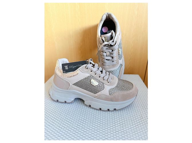 Autre Marque Royal Blue Sneakers Beige e Oro D'oro - vista 8