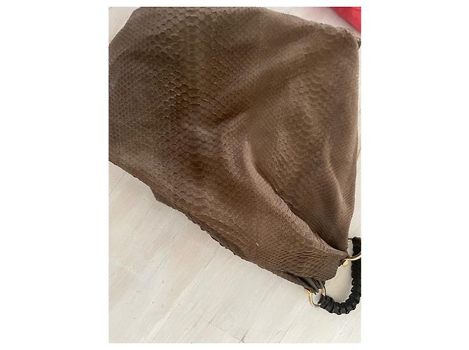 Autre Marque Nada Sawaya New York Python-Schultertasche Braun - Ansicht 10