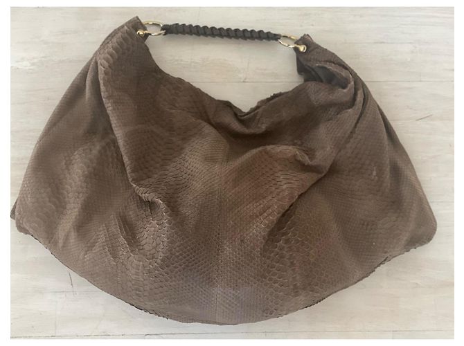 Autre Marque Nada Sawaya New York Python-Schultertasche Braun - Ansicht 2