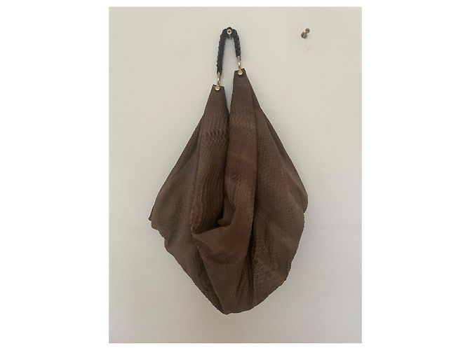 Autre Marque Nada Sawaya New York Python-Schultertasche Braun - Ansicht 4