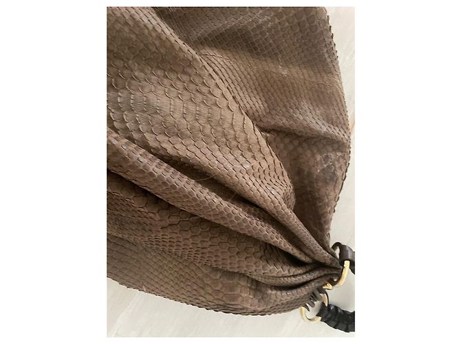 Autre Marque Nada Sawaya New York Python-Schultertasche Braun - Ansicht 9