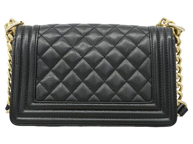 Borsa a tracolla Chanel Boy con catena in pelle caviar nera Nero - vista 11