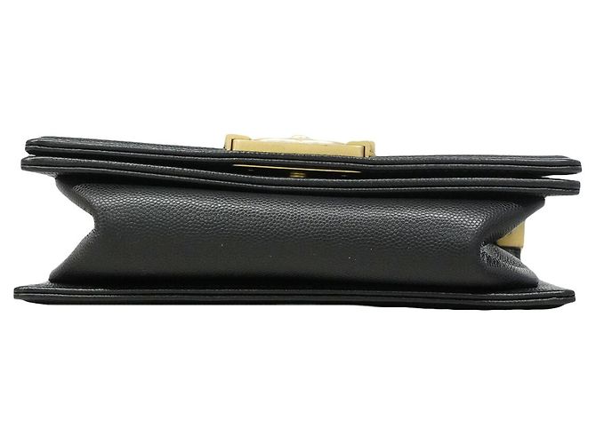 Borsa a tracolla Chanel Boy con catena in pelle caviar nera Nero - vista 3