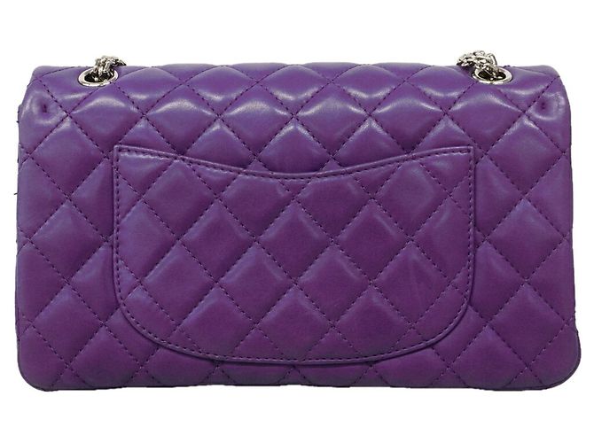 Borsa a tracolla Chanel in pelle d'agnello viola Porpora - vista 10