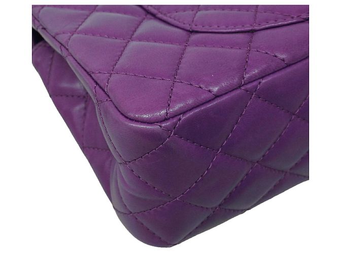 Borsa a tracolla Chanel in pelle d'agnello viola Porpora - vista 6