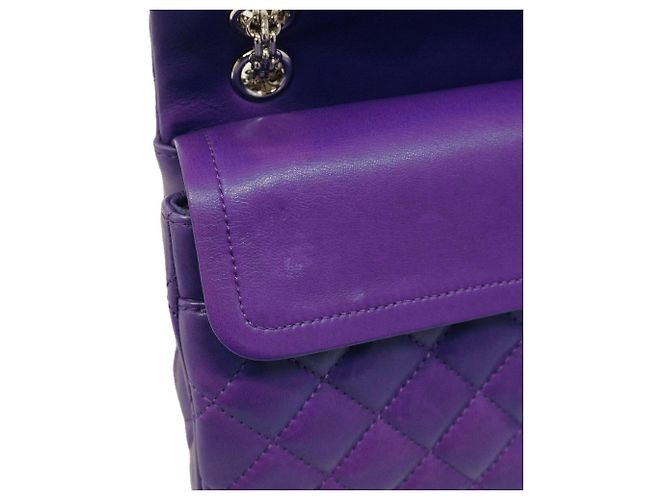 Borsa a tracolla Chanel in pelle d'agnello viola Porpora - vista 9