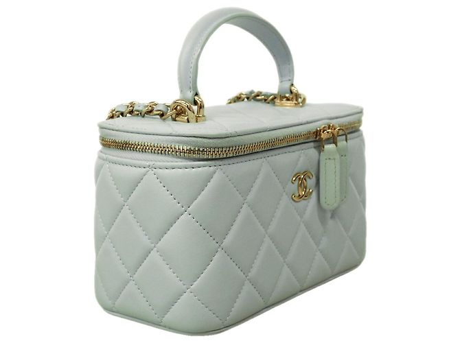 Borsa a tracolla con catena Chanel Matelassé Blu chiaro - vista 2