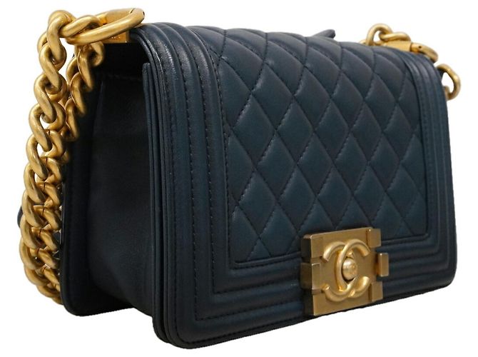Borsa a tracolla Chanel Boy Chain Blu navy - vista 2