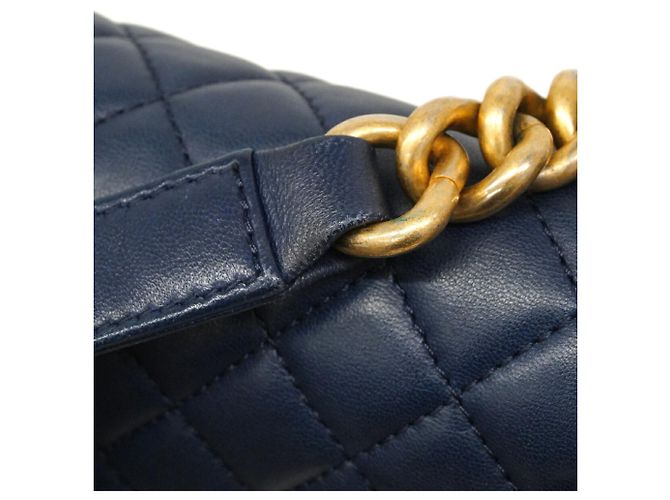 Borsa a tracolla Chanel Boy Chain Blu navy - vista 7
