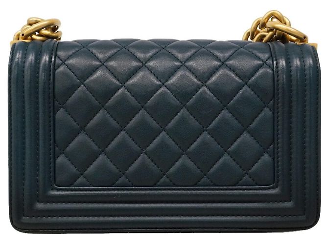 Borsa a tracolla Chanel Boy Chain Blu navy - vista 8
