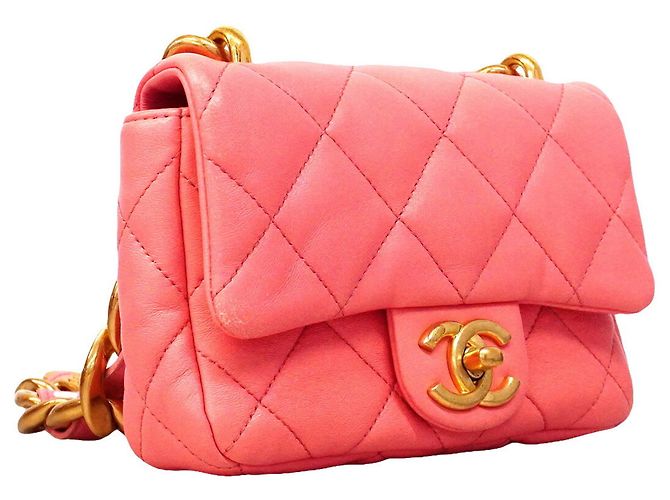 Borsa a tracolla Chanel Matelassé con catena in pelle d'agnello rosa - vista 2
