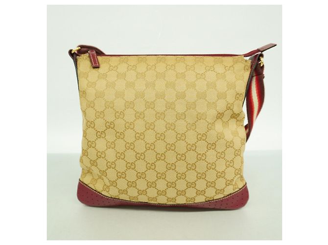 Borsa a Tracolla Gucci GG Canvas 145857 Beige Bordò - vista 11