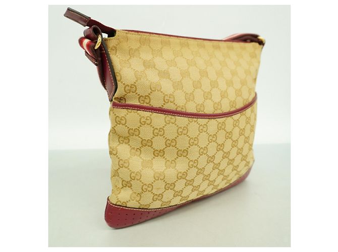 Borsa a Tracolla Gucci GG Canvas 145857 Beige Bordò - vista 2