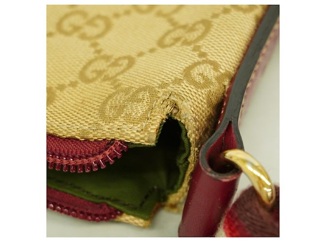 Borsa a Tracolla Gucci GG Canvas 145857 Beige Bordò - vista 7