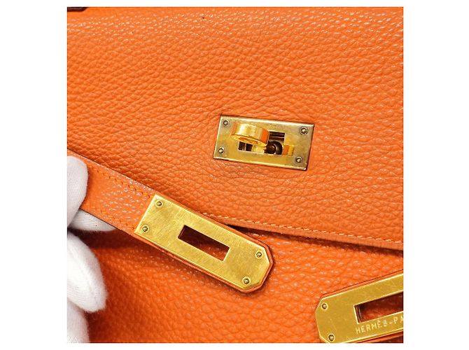 Hermès Borsa Hermes Kelly 35 in pelle Togo Arancione - vista 15