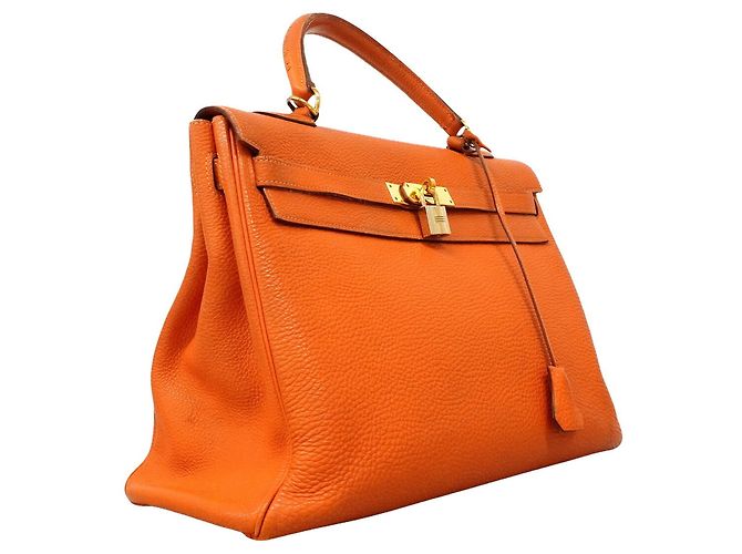 Hermès Borsa Hermes Kelly 35 in pelle Togo Arancione - vista 2