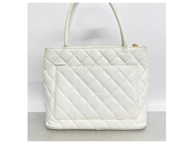 Saco Tote Chanel em couro de bezerro grão branco - vista 10