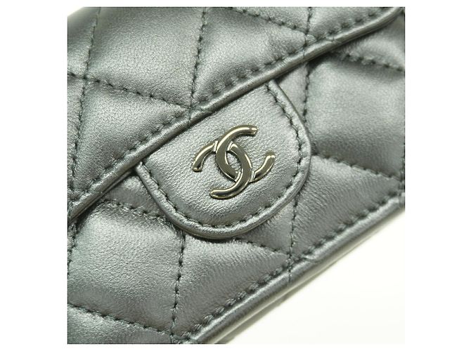 Portafoglio tri-fold Chanel in pelle d'agnello nera Nero - vista 7