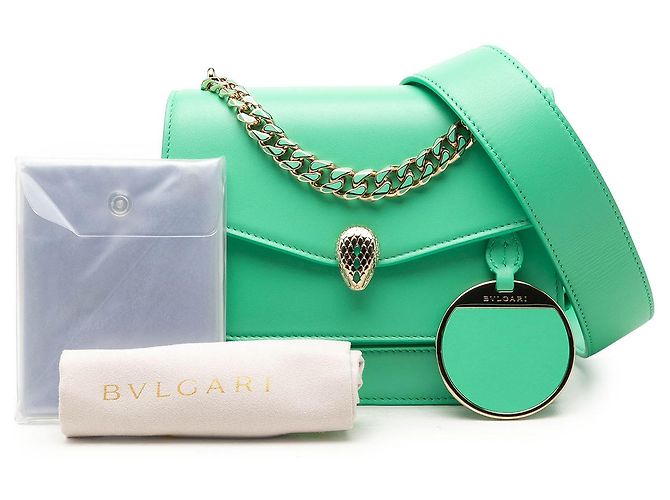 Bulgari Borsa Bvlgari Serpenti Forever Maxi Chain Top Handle in pelle verde Verde chiaro - vista 7