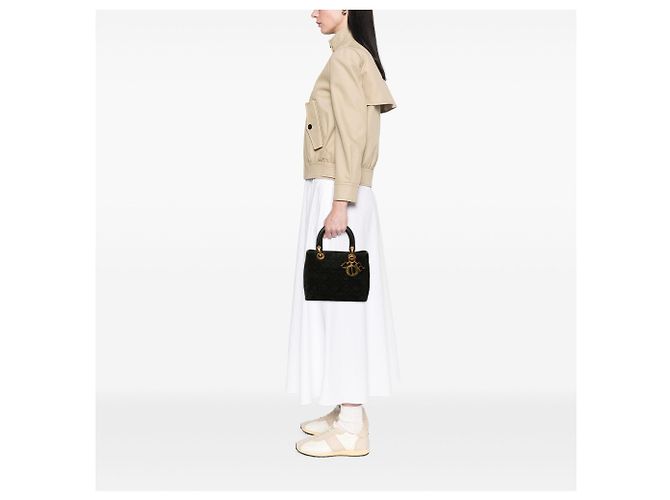 Dior Black Medium Suede Cannage Lady Dior Nero - vista 6