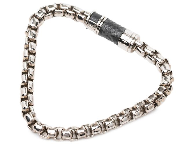 Bracciale a catena Louis Vuitton Monogram Eclipse in ottone argentato Argento - vista 2