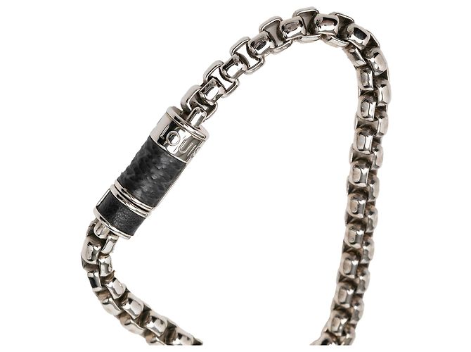 Bracciale a catena Louis Vuitton Monogram Eclipse in ottone argentato Argento - vista 5