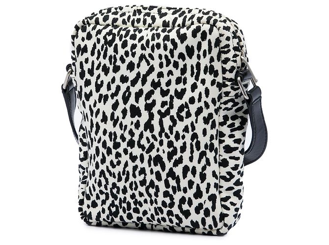 Borsa a tracolla Sid Saint Laurent in tela con stampa leopardata bianca Bianco - vista 2
