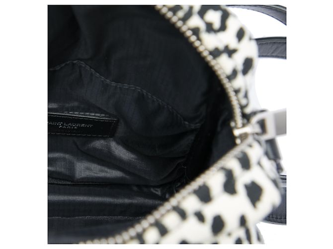 Borsa a tracolla Sid Saint Laurent in tela con stampa leopardata bianca Bianco - vista 4