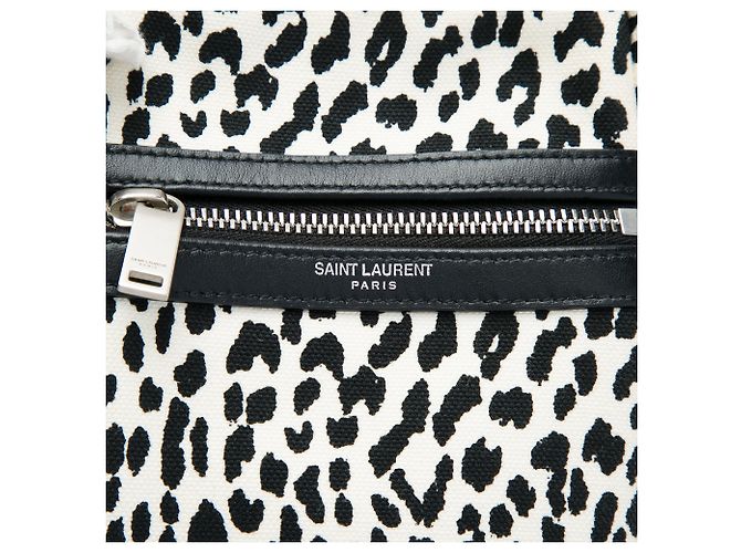 Borsa a tracolla Sid Saint Laurent in tela con stampa leopardata bianca Bianco - vista 5