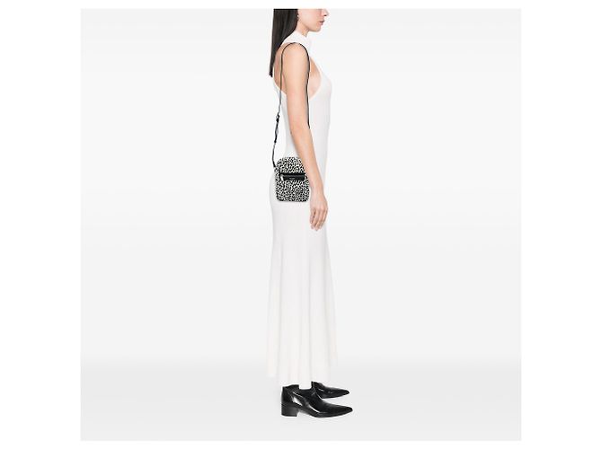 Borsa a tracolla Sid Saint Laurent in tela con stampa leopardata bianca Bianco - vista 6