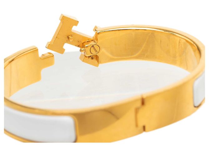 Bracciale Clic H PM in smalto bianco Hermès - vista 5