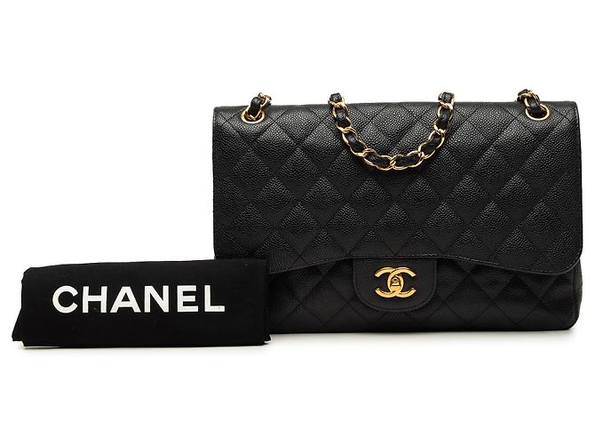 Chanel Black Jumbo Classic Caviar Double Flap Nero - vista 7