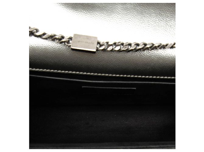 Saint Laurent Silver Medium Metallic Grain De Poudre Monogram Kate Crossbody Argento - vista 4