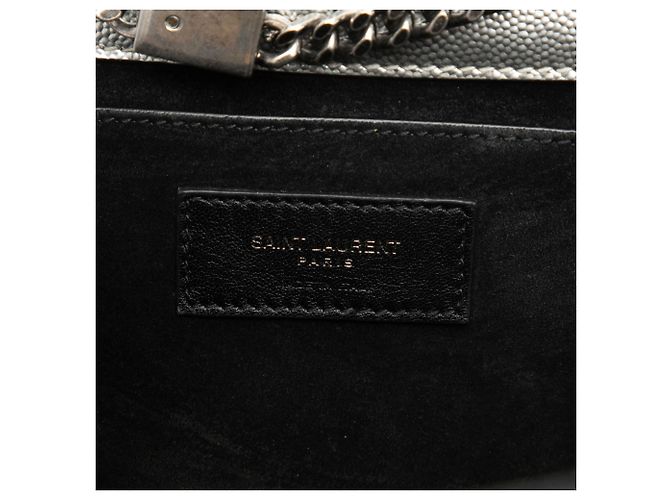 Saint Laurent Silver Medium Metallic Grain De Poudre Monogram Kate Crossbody Argento - vista 5