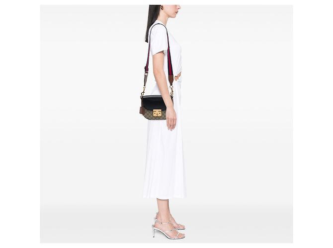 Gucci Beige GG Supreme Web Padlock Crossbody - vista 7