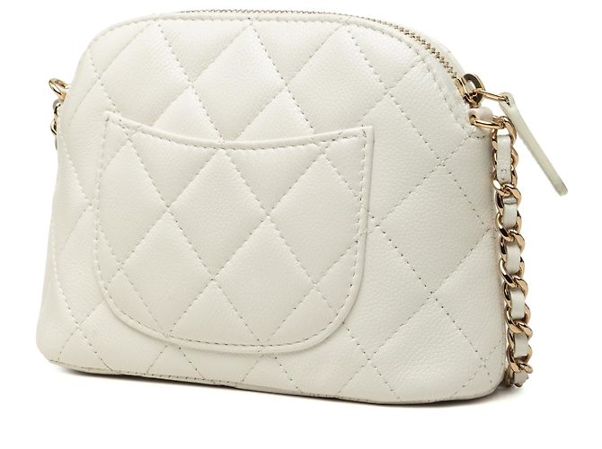 Chanel Mini CC Quilted Caviar Dome Clutch con catena, bianco - vista 2
