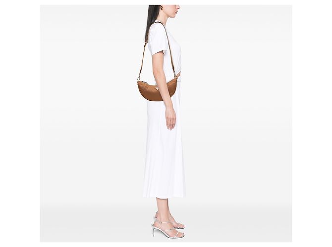 Bolsa Prada Demi Lune em Re-Nylon com acabamento em Saffiano marrom Camelo - vista 6