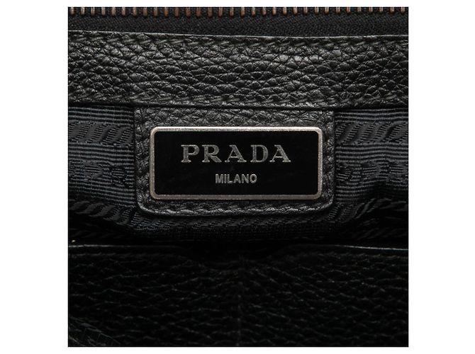 Borsa a tracolla con patta Prada in Vitello Phenix nero - vista 5